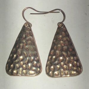 Aged Gold Tone Hammered Boho Earrings